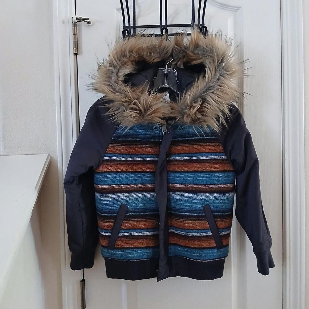 Cruel Girl Multi-Color Southwestern Striped Winter Parka Jacket Girl's M (8)